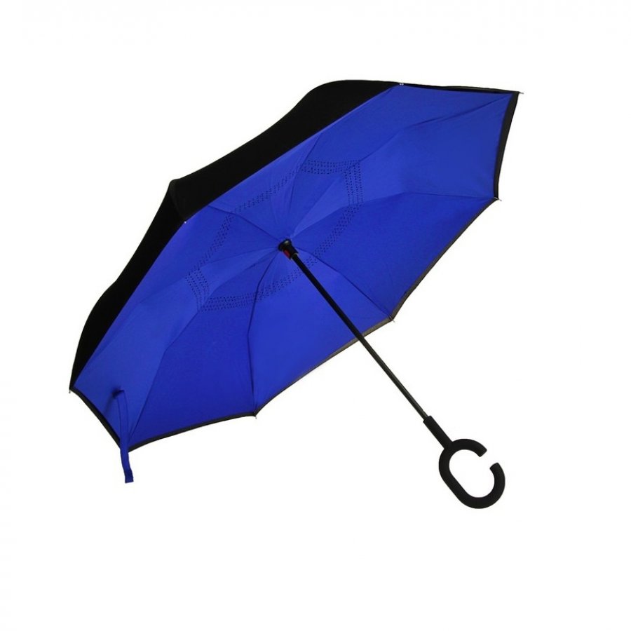 картинка Умный Зонт наоборот / Антизонт, обратный зонт) Синий-Черный от магазина Смехторг