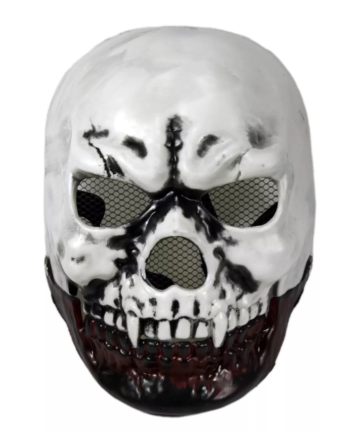 картинка Маска "ЧЕРЕП" с двигающейся челюстью,  цвет белый от магазина Смехторг