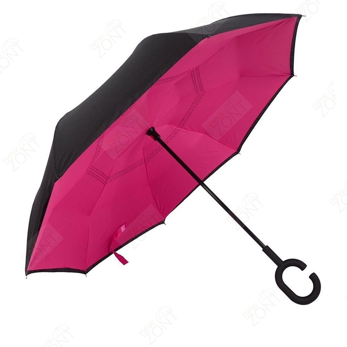 картинка Умный Зонт наоборот / Антизонт, обратный зонт) Малиновый-Черный от магазина Смехторг
