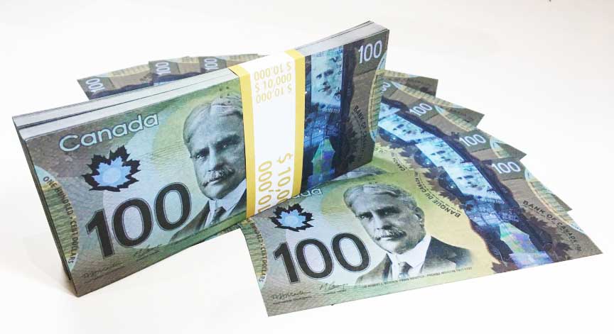 картинка Шуточные купюры - "бабки" 100$ Канадских (пачка) от магазина Смехторг