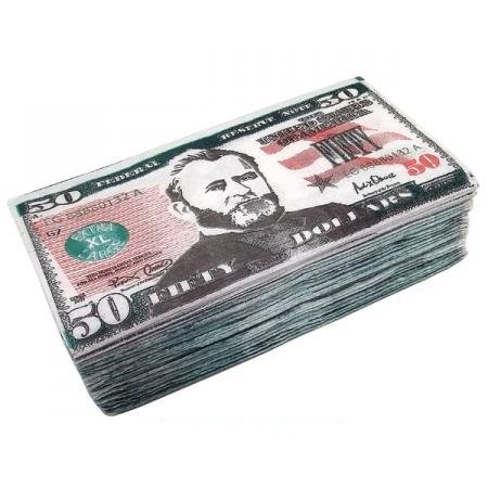 картинка Салфетки "Пачка денег 50 долларов" от магазина Смехторг