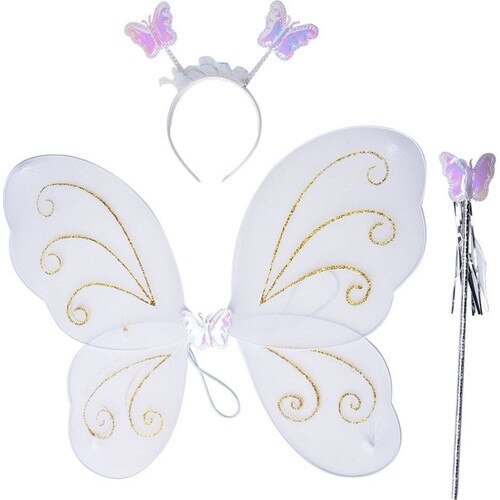 картинка Крылья феи, бабочки, с палочкой и ободком, цвет Белый от магазина Смехторг