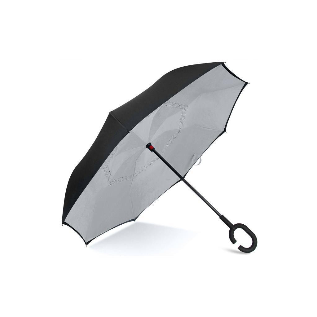 картинка Умный Зонт наоборот / Антизонт, обратный зонт) Серый-Черный от магазина Смехторг