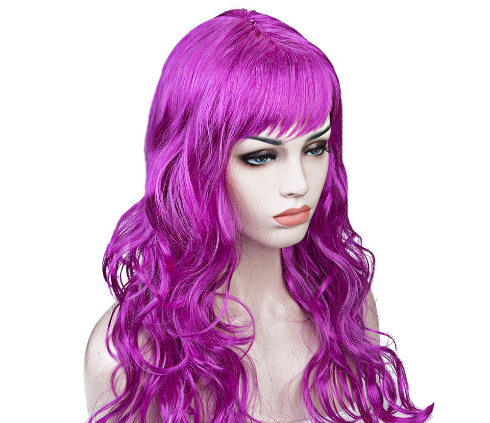 картинка Парик "Анжелика" Фиолетовый, с длинными волосами и челкой от магазина Смехторг