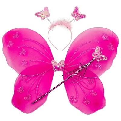 картинка Крылья феи, бабочки, с палочкой и ободком, цвет Фуксия от магазина Смехторг