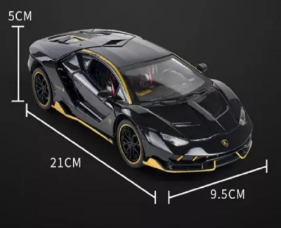 картинка Машинка металлическая инерционная Ламборджини черная, Lamborghini Aventador, 1:24 с световыми и звуковыми эффектами от магазина Смехторг
