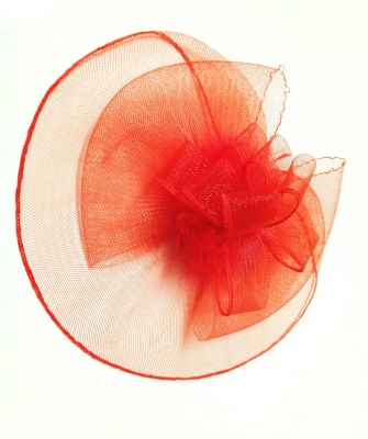 картинка Карнавальная шляпка-заколка с вуалеткой красная, большая  от магазина Смехторг